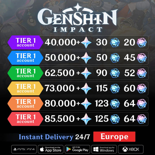 Genshin Reroll Account with Primogems [Europe] GamesBay